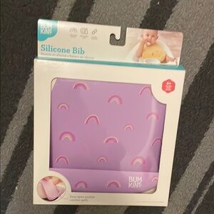 Bumkins Silicone Bib purple Rainbow print